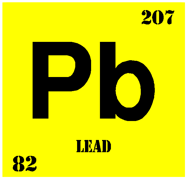 Picture of the symbol for lead on the periodic table